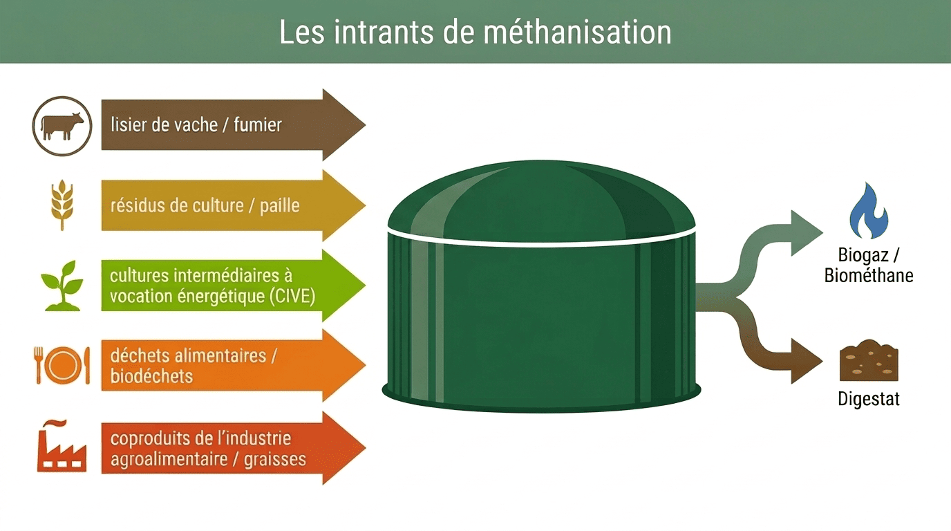 Les 5 types d'intrants pour faire du biogaz